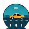 Car driving icon illustrating a vehicle on a road